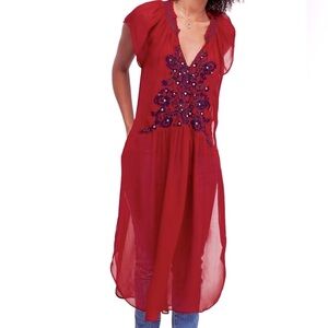 🪭 Free People 🪭Size XS - Elegant Burgundy Embroidered Dress